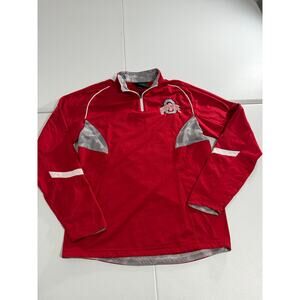 Ohio State Long Sleeve Quarter Zip Mens Medium Red and White